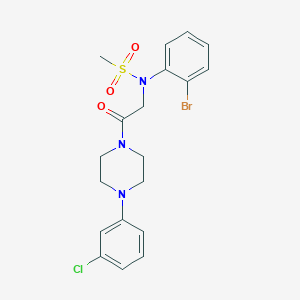 molecular formula C19H21BrClN3O3S B3647706 N-(2-Bromo-phenyl)-N-{2-[4-(3-chloro-phenyl)-piperazin-1-yl]-2-oxo-ethyl}-methanesulfonamide 