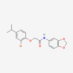 molecular formula C18H18BrNO4 B3647746 N-1,3-benzodioxol-5-yl-2-(2-bromo-4-isopropylphenoxy)acetamide 