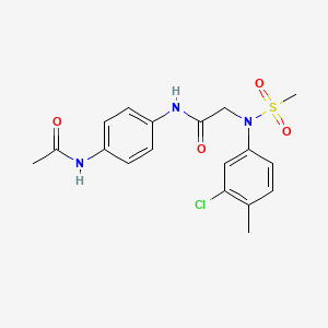 molecular formula C18H20ClN3O4S B3647757 N-(4-acetamidophenyl)-2-(3-chloro-4-methyl-N-methylsulfonylanilino)acetamide 