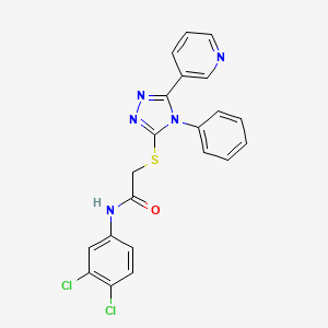 molecular formula C21H15Cl2N5OS B3647768 N-(3,4-dichlorophenyl)-2-{[4-phenyl-5-(3-pyridinyl)-4H-1,2,4-triazol-3-yl]thio}acetamide 