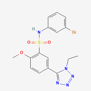 molecular formula C16H16BrN5O3S B3647770 N-(3-bromophenyl)-5-(1-ethyl-1H-1,2,3,4-tetrazol-5-yl)-2-methoxybenzene-1-sulfonamide 