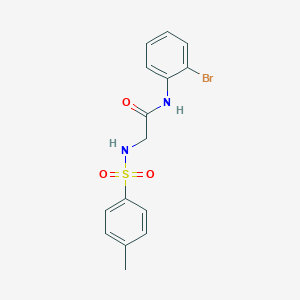 molecular formula C15H15BrN2O3S B3647867 N-(2-bromophenyl)-2-[(4-methylphenyl)sulfonylamino]acetamide 