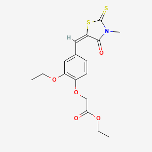 molecular formula C17H19NO5S2 B3647981 ethyl {2-ethoxy-4-[(3-methyl-4-oxo-2-thioxo-1,3-thiazolidin-5-ylidene)methyl]phenoxy}acetate 