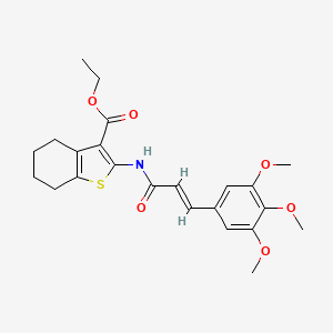molecular formula C23H27NO6S B3647982 ETHYL 2-{[(E)-3-(3,4,5-TRIMETHOXYPHENYL)-2-PROPENOYL]AMINO}-4,5,6,7-TETRAHYDRO-1-BENZOTHIOPHENE-3-CARBOXYLATE 