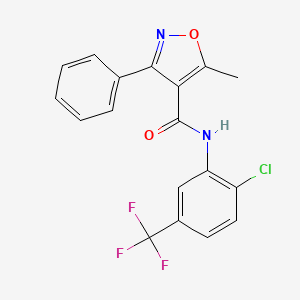 molecular formula C18H12ClF3N2O2 B3648022 N-[2-chloro-5-(trifluoromethyl)phenyl]-5-methyl-3-phenyl-1,2-oxazole-4-carboxamide 