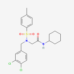 molecular formula C22H26Cl2N2O3S B3648114 N-cyclohexyl-N~2~-(3,4-dichlorobenzyl)-N~2~-[(4-methylphenyl)sulfonyl]glycinamide 