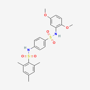 molecular formula C23H26N2O6S2 B3648116 N-(4-{[(2,5-dimethoxyphenyl)amino]sulfonyl}phenyl)-2,4,6-trimethylbenzenesulfonamide 