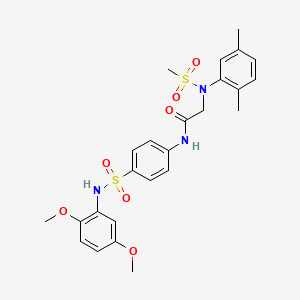 molecular formula C25H29N3O7S2 B3648172 N~1~-(4-{[(2,5-dimethoxyphenyl)amino]sulfonyl}phenyl)-N~2~-(2,5-dimethylphenyl)-N~2~-(methylsulfonyl)glycinamide 