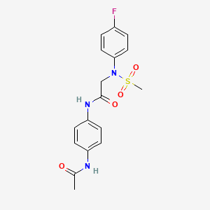 molecular formula C17H18FN3O4S B3648195 N~1~-[4-(acetylamino)phenyl]-N~2~-(4-fluorophenyl)-N~2~-(methylsulfonyl)glycinamide 
