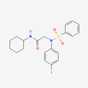molecular formula C20H23IN2O3S B3648276 N~1~-cyclohexyl-N~2~-(4-iodophenyl)-N~2~-(phenylsulfonyl)glycinamide 