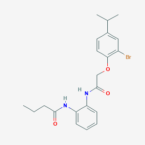 molecular formula C21H25BrN2O3 B3648312 N-(2-{[2-(2-bromo-4-isopropylphenoxy)acetyl]amino}phenyl)butanamide 