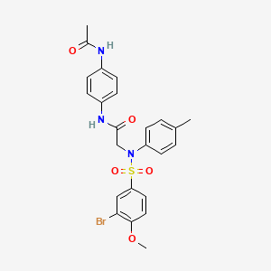 molecular formula C24H24BrN3O5S B3648439 N~1~-[4-(acetylamino)phenyl]-N~2~-[(3-bromo-4-methoxyphenyl)sulfonyl]-N~2~-(4-methylphenyl)glycinamide 