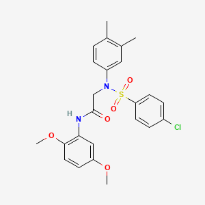 molecular formula C24H25ClN2O5S B3648568 N~2~-[(4-chlorophenyl)sulfonyl]-N~1~-(2,5-dimethoxyphenyl)-N~2~-(3,4-dimethylphenyl)glycinamide 