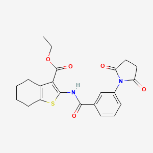 molecular formula C22H22N2O5S B3648655 ethyl 2-{[3-(2,5-dioxo-1-pyrrolidinyl)benzoyl]amino}-4,5,6,7-tetrahydro-1-benzothiophene-3-carboxylate 