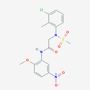 molecular formula C17H18ClN3O6S B3648656 N~2~-(3-chloro-2-methylphenyl)-N~1~-(2-methoxy-5-nitrophenyl)-N~2~-(methylsulfonyl)glycinamide 