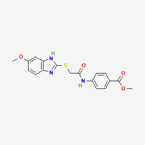 molecular formula C18H17N3O4S B3648764 methyl 4-({[(5-methoxy-1H-benzimidazol-2-yl)thio]acetyl}amino)benzoate 