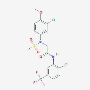 molecular formula C17H15Cl2F3N2O4S B3648796 N~2~-(3-chloro-4-methoxyphenyl)-N-[2-chloro-5-(trifluoromethyl)phenyl]-N~2~-(methylsulfonyl)glycinamide 