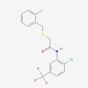 molecular formula C17H15ClF3NOS B3648852 N-[2-chloro-5-(trifluoromethyl)phenyl]-2-[(2-methylbenzyl)thio]acetamide 