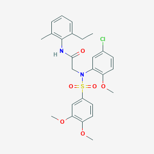 molecular formula C26H29ClN2O6S B3648924 N~2~-(5-chloro-2-methoxyphenyl)-N~2~-[(3,4-dimethoxyphenyl)sulfonyl]-N~1~-(2-ethyl-6-methylphenyl)glycinamide 