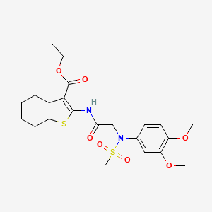 molecular formula C22H28N2O7S2 B3648936 ethyl 2-{[N-(3,4-dimethoxyphenyl)-N-(methylsulfonyl)glycyl]amino}-4,5,6,7-tetrahydro-1-benzothiophene-3-carboxylate 