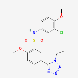 molecular formula C17H18ClN5O4S B3648993 N-(3-chloro-4-methoxyphenyl)-5-(1-ethyl-1H-1,2,3,4-tetrazol-5-yl)-2-methoxybenzene-1-sulfonamide 