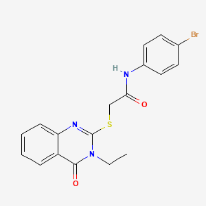molecular formula C18H16BrN3O2S B3649023 N-(4-bromophenyl)-2-[(3-ethyl-4-oxo-3,4-dihydroquinazolin-2-yl)sulfanyl]acetamide 