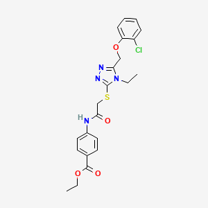 molecular formula C22H23ClN4O4S B3649040 ethyl 4-{[({5-[(2-chlorophenoxy)methyl]-4-ethyl-4H-1,2,4-triazol-3-yl}sulfanyl)acetyl]amino}benzoate 