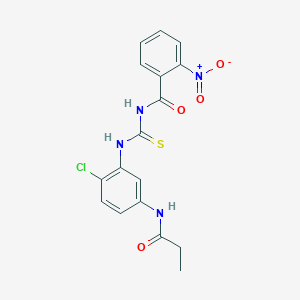 molecular formula C17H15ClN4O4S B3649132 N-({[2-chloro-5-(propionylamino)phenyl]amino}carbonothioyl)-2-nitrobenzamide 