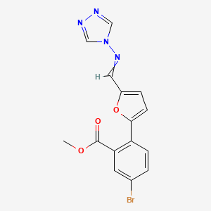 molecular formula C15H11BrN4O3 B3649303 Methyl 5-bromo-2-[5-(1,2,4-triazol-4-yliminomethyl)furan-2-yl]benzoate 