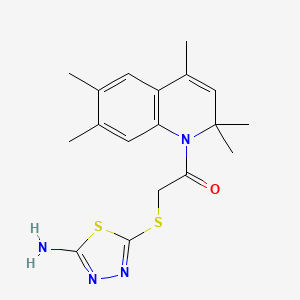 molecular formula C18H22N4OS2 B3649424 2-[(5-AMINO-1,3,4-THIADIAZOL-2-YL)SULFANYL]-1-(2,2,4,6,7-PENTAMETHYL-1,2-DIHYDROQUINOLIN-1-YL)ETHAN-1-ONE 
