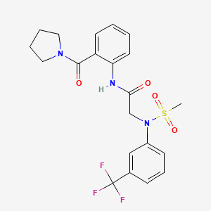 molecular formula C21H22F3N3O4S B3649453 N~2~-(methylsulfonyl)-N~1~-[2-(1-pyrrolidinylcarbonyl)phenyl]-N~2~-[3-(trifluoromethyl)phenyl]glycinamide 