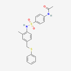 molecular formula C22H22N2O3S2 B3649495 N-[4-[[2-methyl-4-(phenylsulfanylmethyl)phenyl]sulfamoyl]phenyl]acetamide 