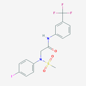 molecular formula C16H14F3IN2O3S B3649566 N~2~-(4-iodophenyl)-N~2~-(methylsulfonyl)-N-[3-(trifluoromethyl)phenyl]glycinamide 