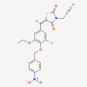molecular formula C22H17ClN2O6S B3649880 (5E)-5-{3-chloro-5-ethoxy-4-[(4-nitrobenzyl)oxy]benzylidene}-3-(prop-2-yn-1-yl)-1,3-thiazolidine-2,4-dione 