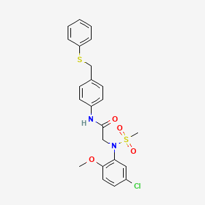 molecular formula C23H23ClN2O4S2 B3649902 N~2~-(5-chloro-2-methoxyphenyl)-N~2~-(methylsulfonyl)-N~1~-{4-[(phenylthio)methyl]phenyl}glycinamide 