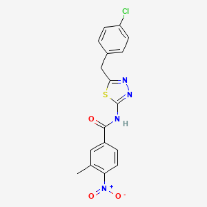 molecular formula C17H13ClN4O3S B3650049 N-[5-(4-chlorobenzyl)-1,3,4-thiadiazol-2-yl]-3-methyl-4-nitrobenzamide 