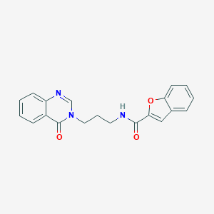 molecular formula C20H17N3O3 B365007 N-[3-(4-oxoquinazolin-3(4H)-yl)propyl]-1-benzofuran-2-carboxamide CAS No. 954813-38-8