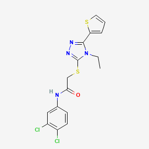 molecular formula C16H14Cl2N4OS2 B3650215 N-(3,4-dichlorophenyl)-2-{[4-ethyl-5-(thiophen-2-yl)-4H-1,2,4-triazol-3-yl]sulfanyl}acetamide 