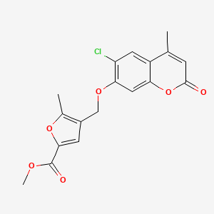 molecular formula C18H15ClO6 B3650233 methyl 4-{[(6-chloro-4-methyl-2-oxo-2H-chromen-7-yl)oxy]methyl}-5-methyl-2-furoate 