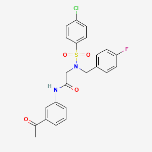 molecular formula C23H20ClFN2O4S B3650254 N-(3-acetylphenyl)-N~2~-[(4-chlorophenyl)sulfonyl]-N~2~-(4-fluorobenzyl)glycinamide 