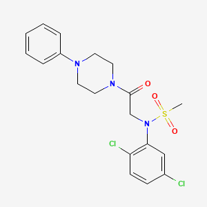 molecular formula C19H21Cl2N3O3S B3650401 N-(2,5-dichlorophenyl)-N-[2-oxo-2-(4-phenylpiperazin-1-yl)ethyl]methanesulfonamide 