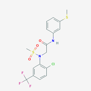 molecular formula C17H16ClF3N2O3S2 B3650499 N~2~-[2-chloro-5-(trifluoromethyl)phenyl]-N-[3-(methylsulfanyl)phenyl]-N~2~-(methylsulfonyl)glycinamide 
