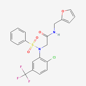 molecular formula C20H16ClF3N2O4S B3650669 N~2~-[2-chloro-5-(trifluoromethyl)phenyl]-N-(furan-2-ylmethyl)-N~2~-(phenylsulfonyl)glycinamide 