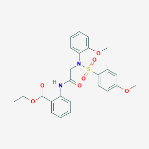 molecular formula C25H26N2O7S B3650693 ethyl 2-({N-(2-methoxyphenyl)-N-[(4-methoxyphenyl)sulfonyl]glycyl}amino)benzoate 
