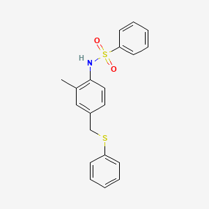 molecular formula C20H19NO2S2 B3650906 N-{2-methyl-4-[(phenylthio)methyl]phenyl}benzenesulfonamide 