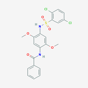 molecular formula C21H18Cl2N2O5S B3651010 N-(4-{[(2,5-dichlorophenyl)sulfonyl]amino}-2,5-dimethoxyphenyl)benzamide 