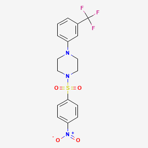 molecular formula C17H16F3N3O4S B3651255 1-[(4-nitrophenyl)sulfonyl]-4-[3-(trifluoromethyl)phenyl]piperazine 
