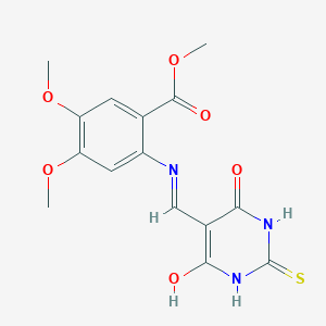molecular formula C15H15N3O6S B3651327 methyl 2-{[(4,6-dioxo-2-thioxotetrahydropyrimidin-5(2H)-ylidene)methyl]amino}-4,5-dimethoxybenzoate 