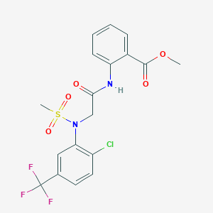 molecular formula C18H16ClF3N2O5S B3651405 METHYL 2-(2-{N-[2-CHLORO-5-(TRIFLUOROMETHYL)PHENYL]METHANESULFONAMIDO}ACETAMIDO)BENZOATE 