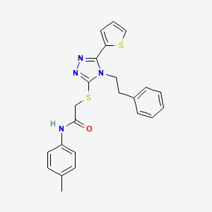 molecular formula C23H22N4OS2 B3651432 N-(4-METHYLPHENYL)-2-{[4-(2-PHENYLETHYL)-5-(THIOPHEN-2-YL)-1,2,4-TRIAZOL-3-YL]SULFANYL}ACETAMIDE 